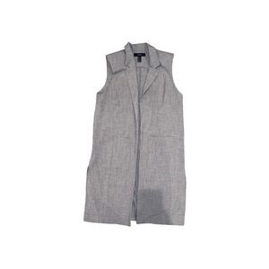 Gray Long Vest with Side Slits.